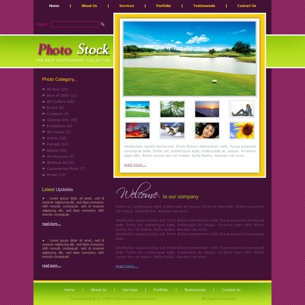 紫色图片分类信息网页模板