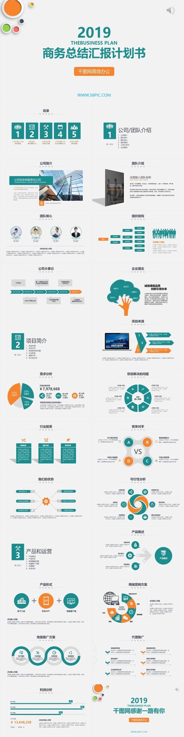 商务总结汇报计划书ppt模板设计