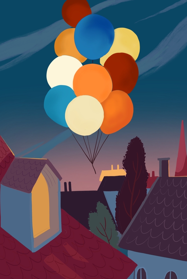 彩色气球漂浮梦幻背景