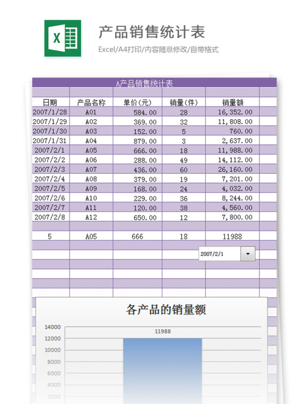 产品统计表excel模板