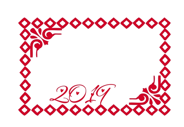 红色新年边框插画