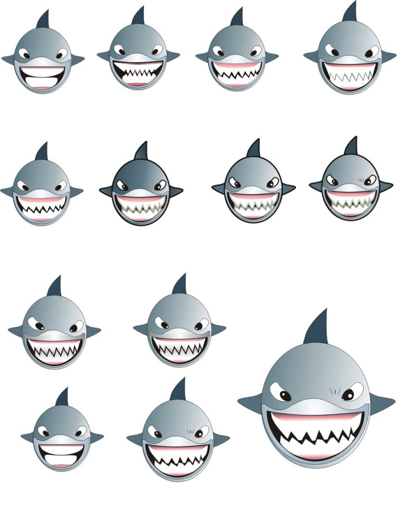 鲨鱼矢量标志插画素材卡通元素