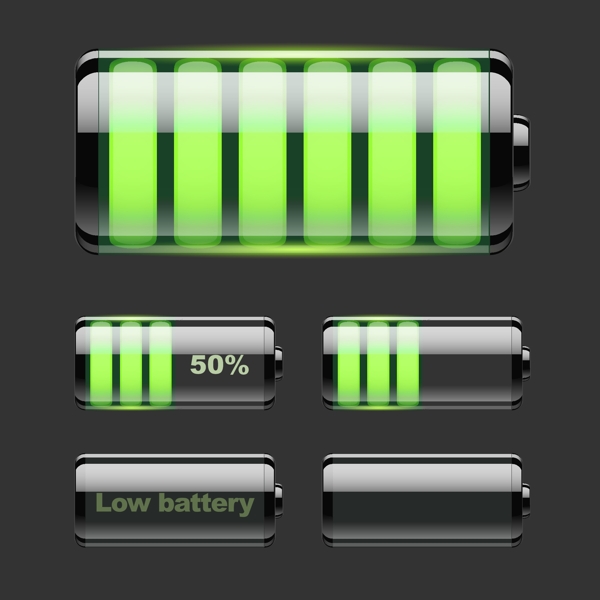手机电池电量图标矢量