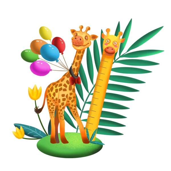 可商用长颈鹿与气球与尺子结合