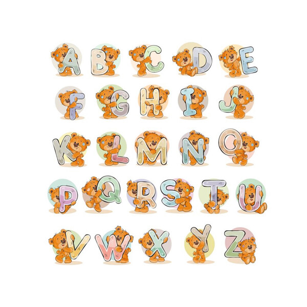 小熊字母字体图片