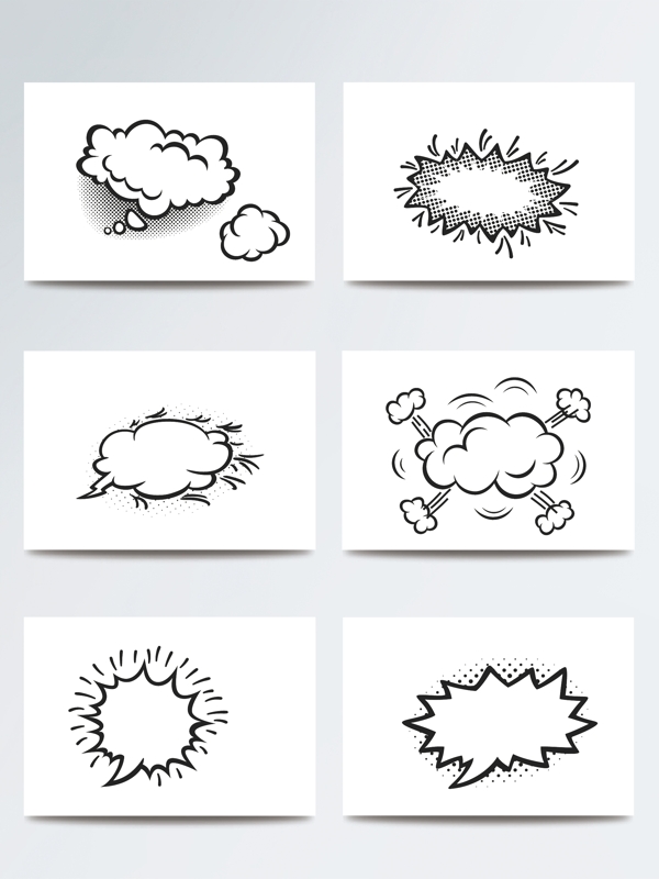 黑白波普气泡框矢量