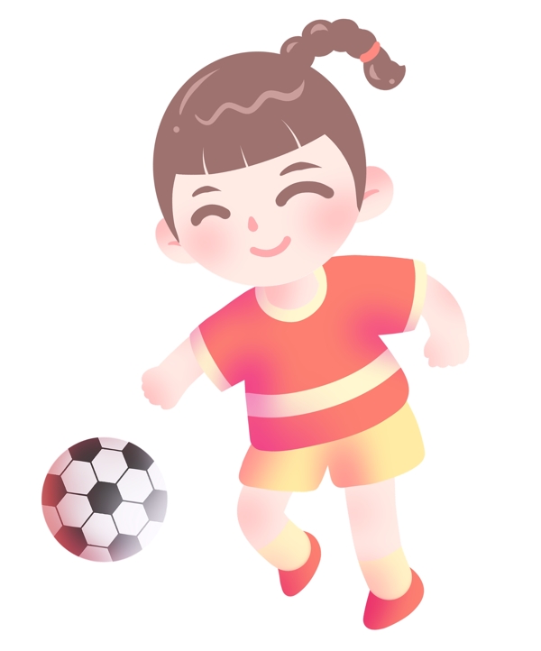 圆形足球和小女孩