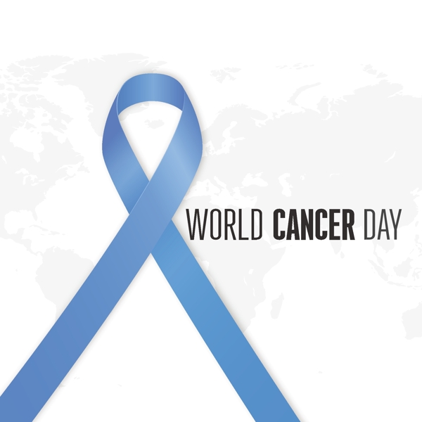 背景蓝色大丝带世界癌症日