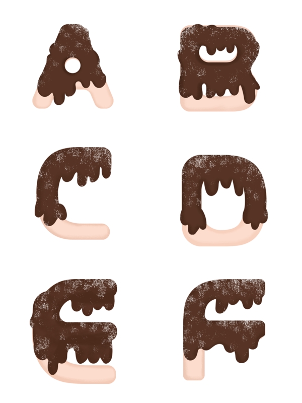 手绘可爱巧克力糖果英文字母素材元素1