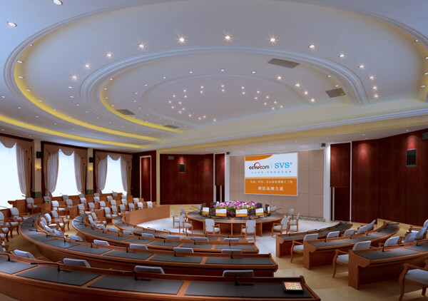 大型圆桌会议室效果图图片