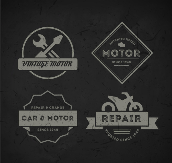 老式摩托车徽章素材
