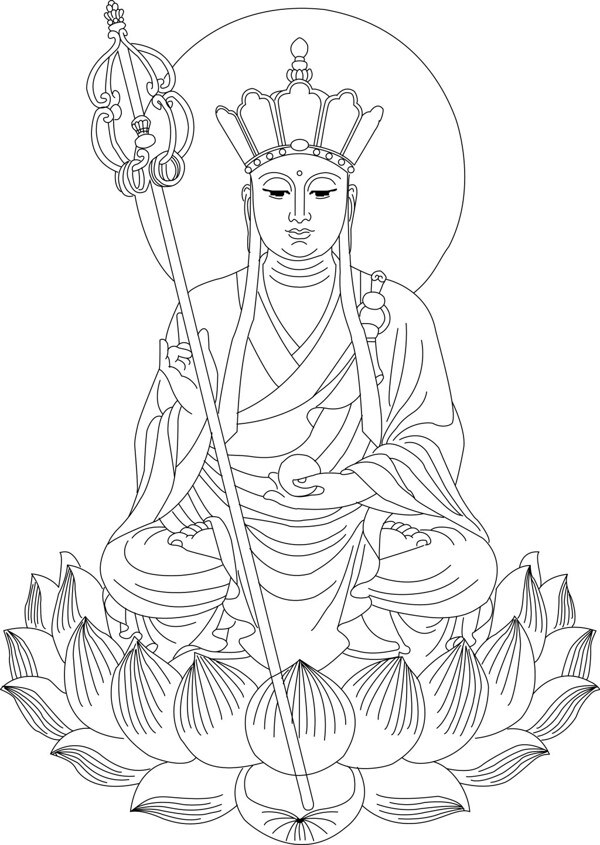 地藏菩萨线描图片