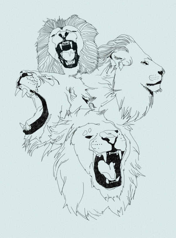 位图插画动物狮子色彩免费素材