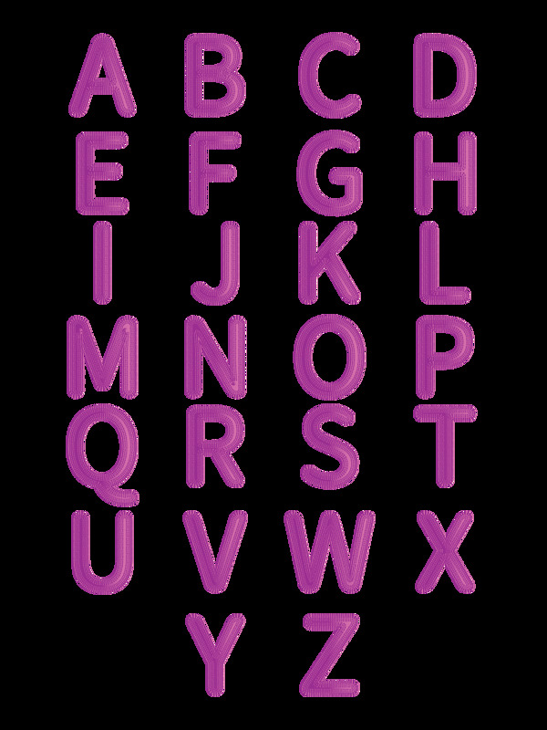 二十六字母紫色微立体几何渐变字体