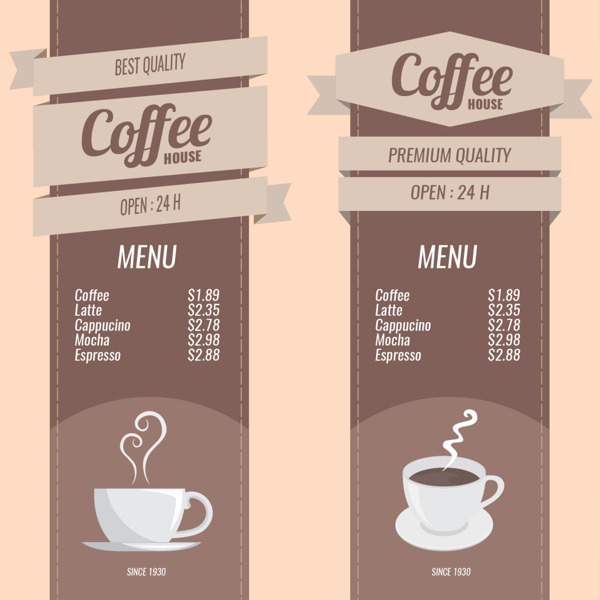 欧式咖啡菜单
