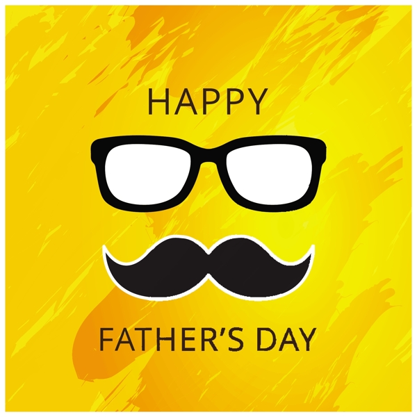 父亲日快乐眼镜胡子图形黄色背景