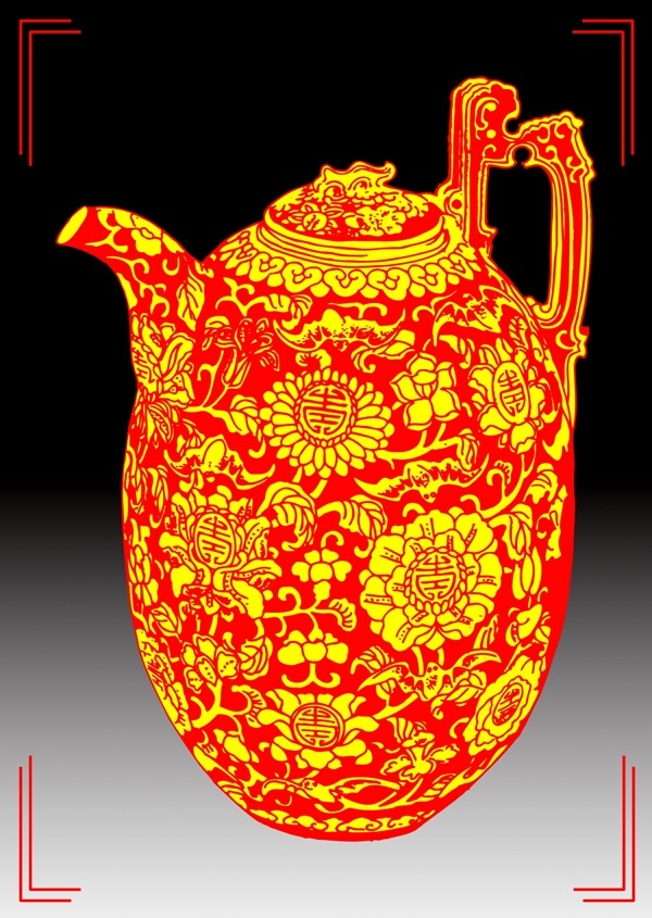 创意中国红黄釉瓷瓶