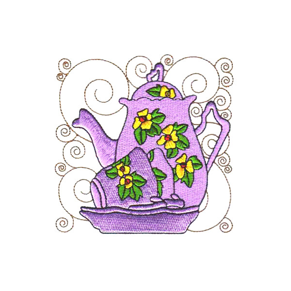 绣花花纹欧式花纹生活元素茶壶免费素材