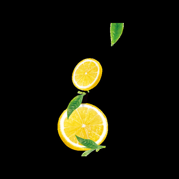 手绘柠檬漂浮元素