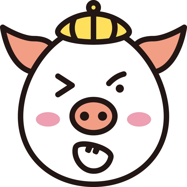 猪挑眉表情包卡通可爱生肖猪可商用元素
