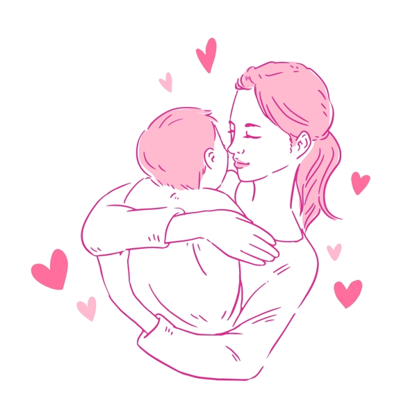 妈妈抱孩子粉色温馨母亲节宝宝婴儿爱心