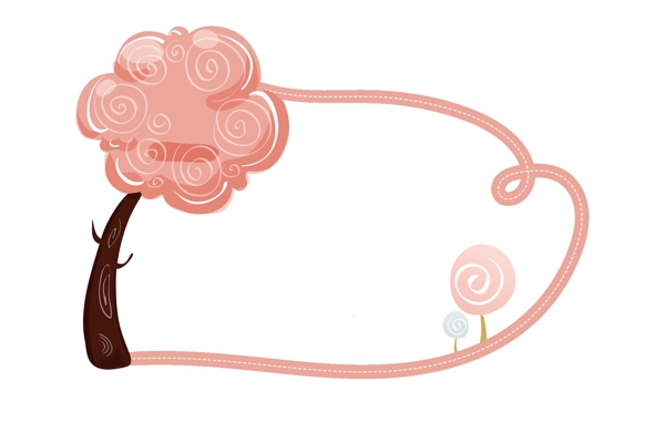 手绘粉色的枫树边框