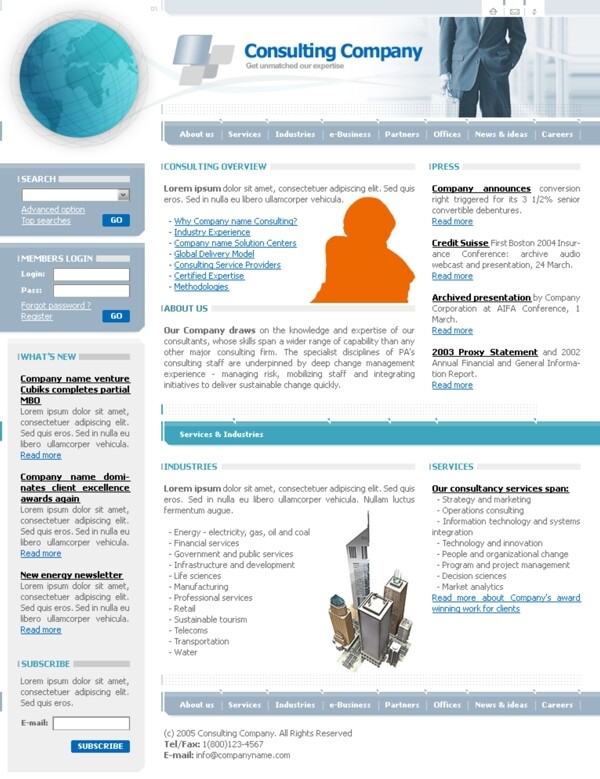 web界面设计国外企业站图片