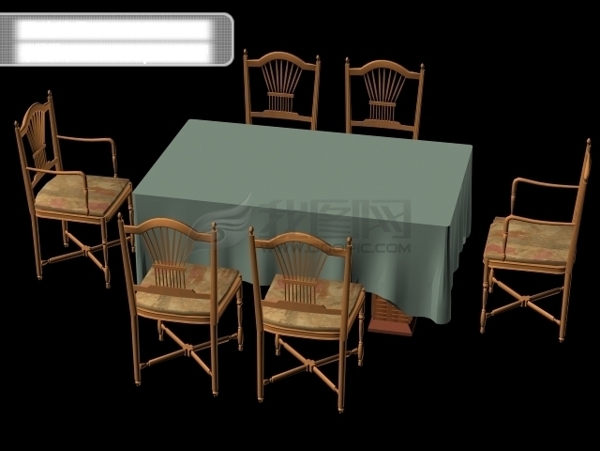 3d西式餐桌椅子