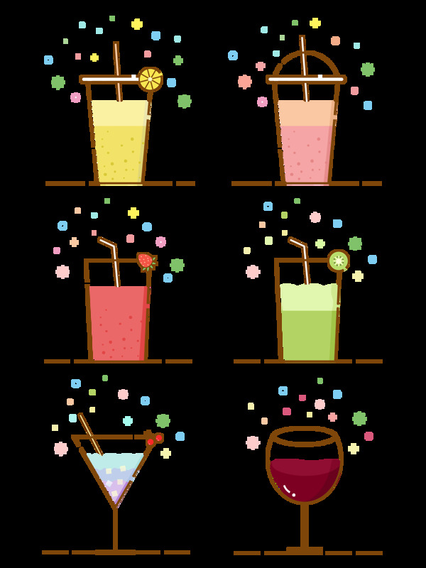 可爱卡通MBE夏天冷饮饮料食物图标可商用