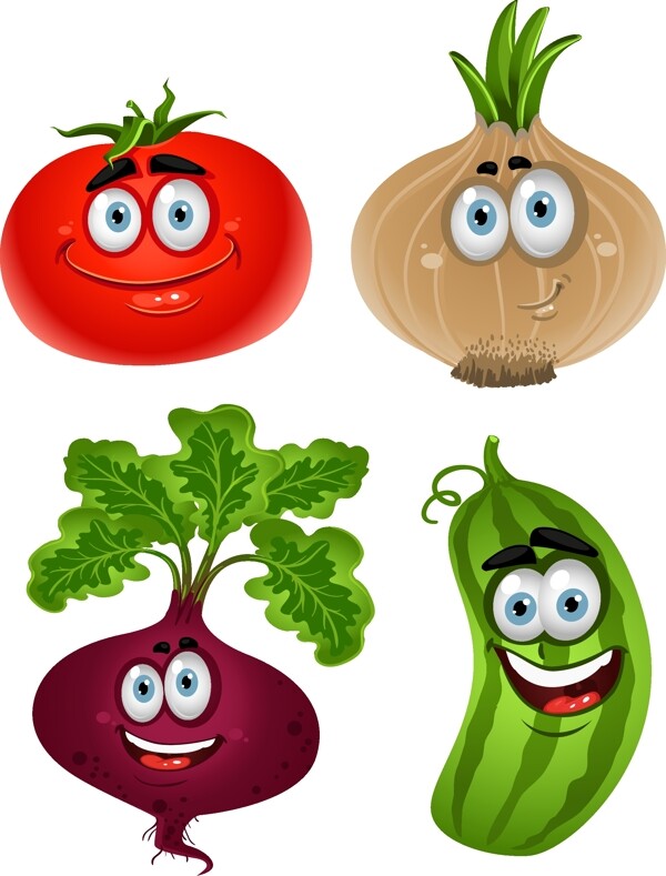 蔬菜卡通图像01矢量素材