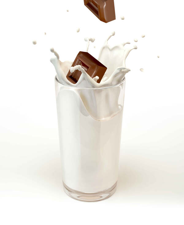 巧克力掉落牛奶高清图片
