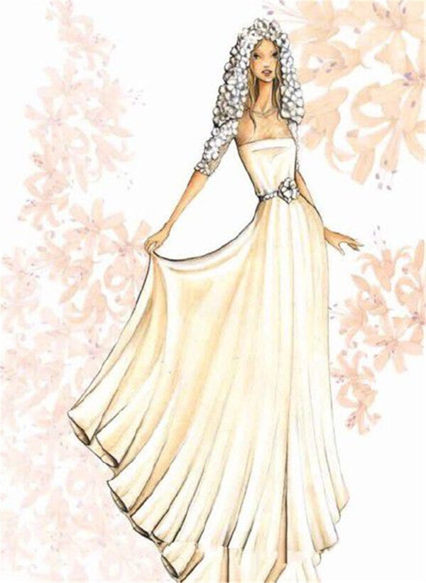 米色婚纱礼服设计图