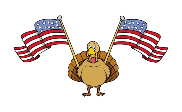 Tukey鸟与美国国旗