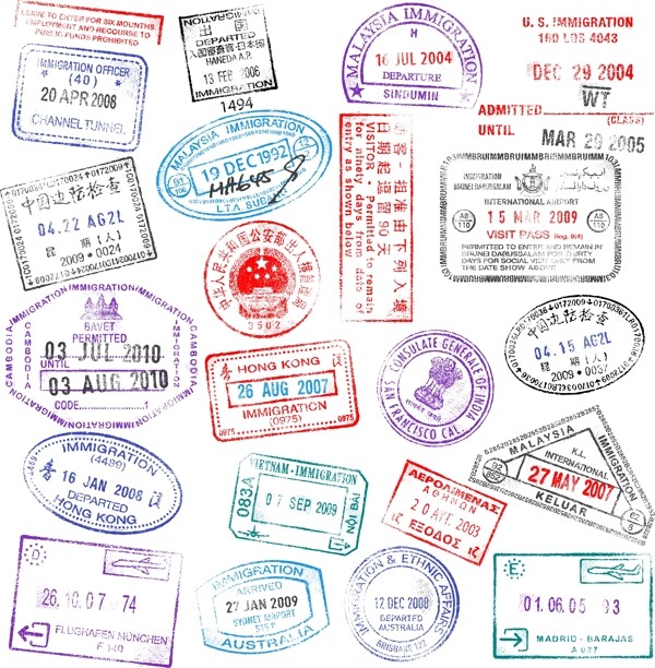 向量的护照邮票设计集04