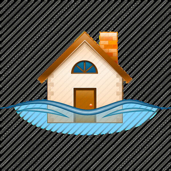 手绘房子洪水图标免抠png透明图层素材