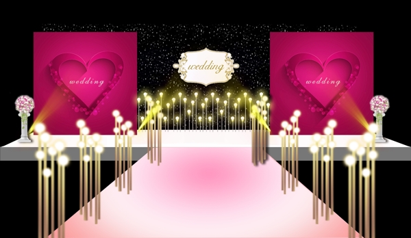 婚礼设计粉色系主舞台效果图