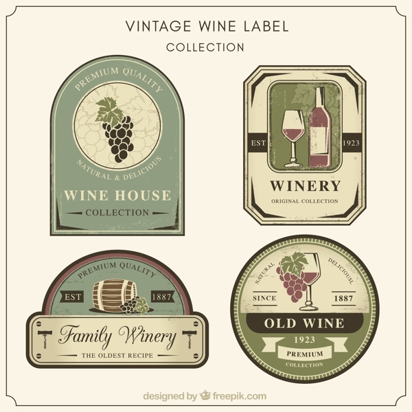 复古风格葡萄酒贴图标