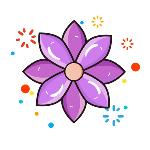 MBE卡通手绘紫色花朵植物