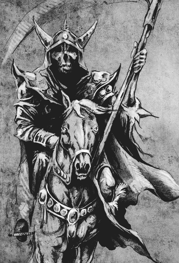 骑马的死神插画图片