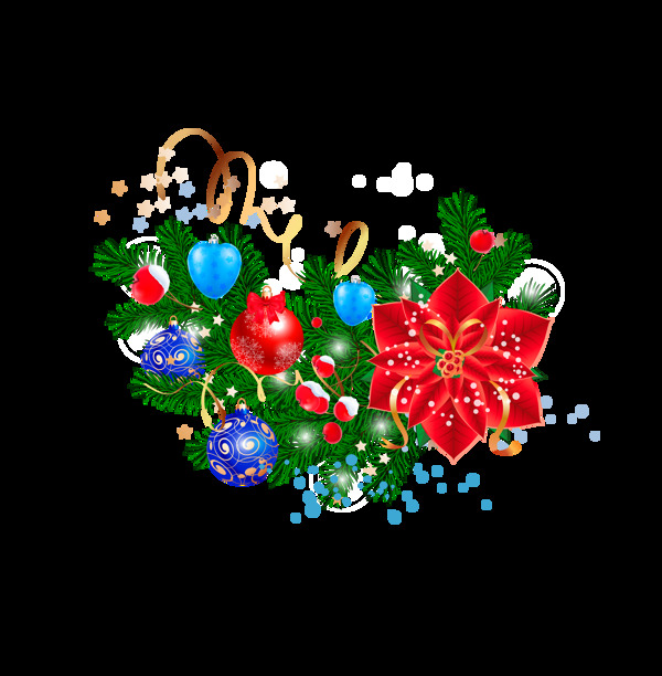 彩色铃铛圣诞装饰素材
