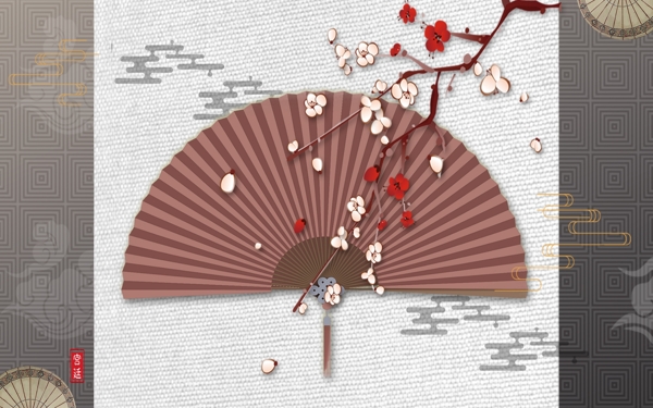 折扇中国风扇子海报图片