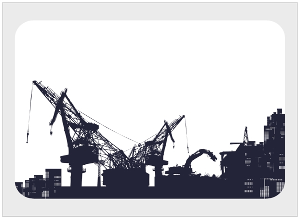 工地重型机器剪影矢量素材
