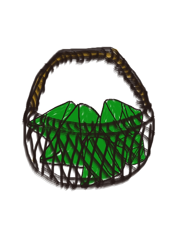 端午节篮子里的粽子手绘PNG素材