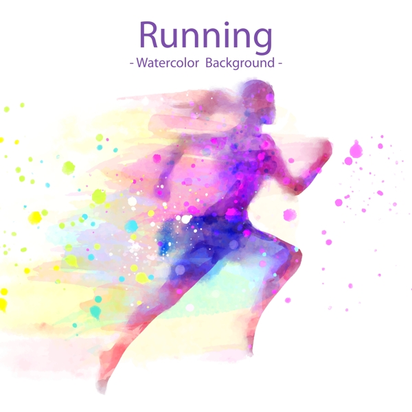 手绘水彩抽象女子跑步海报