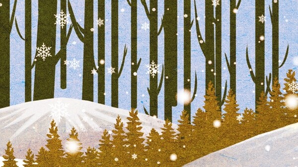 唯美雪地树木背景设计