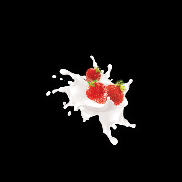 矢量草莓牛奶元素