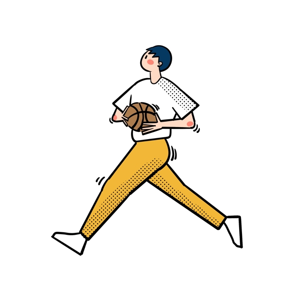 卡通矢量免抠可爱打篮球的男生