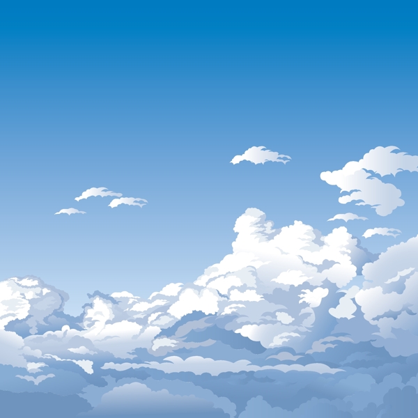 卡通高空云风景矢量素材