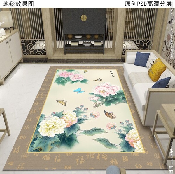 牡丹争艳新中式地毯