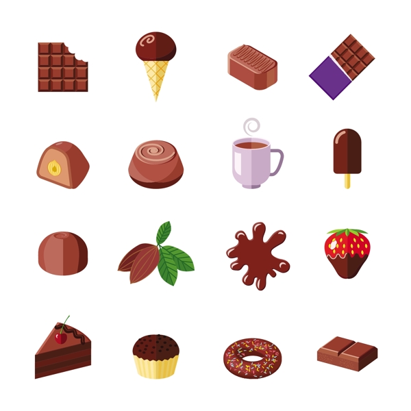 巧克力甜蜜图标集
